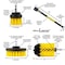 Drill Brush Power Scrubber By Useful Products 5 in W 7 in L Brush, Yellow Y-S-42J-5X-QC-DB - alternate 3